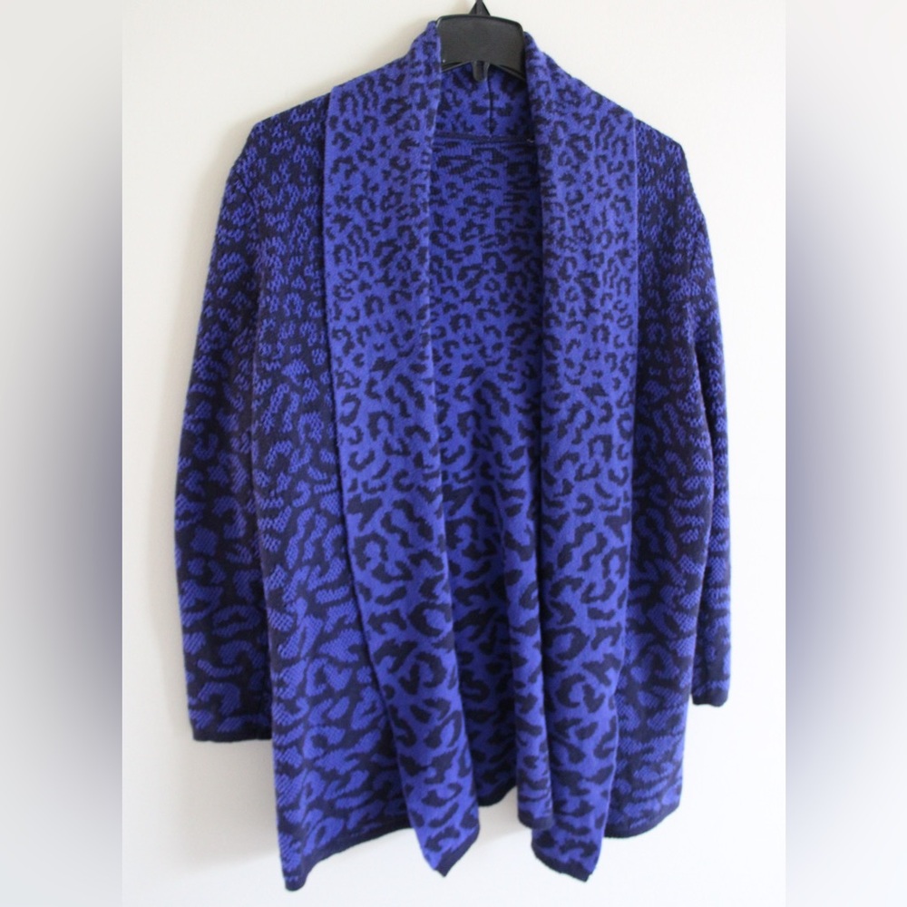 Blue Leopard Print Cardigan